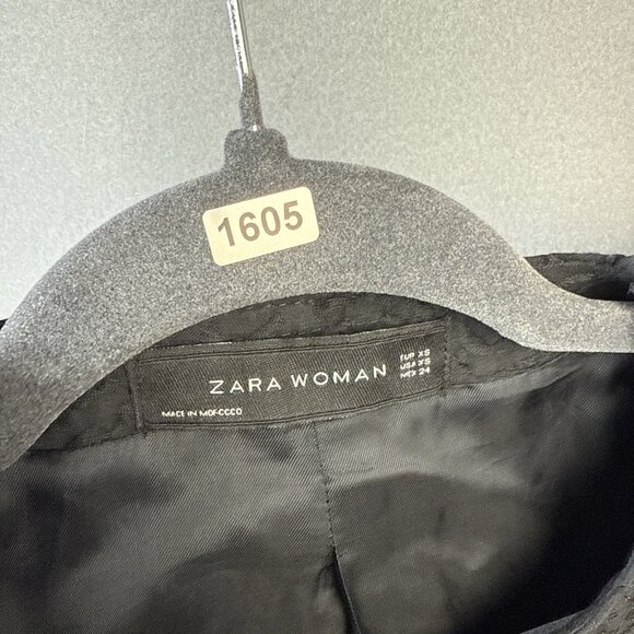 Zara Black Scroll Jacquard Embroidered Pleated Prep Jacket Blazer Womens Size XS - Picture 13 of 13
